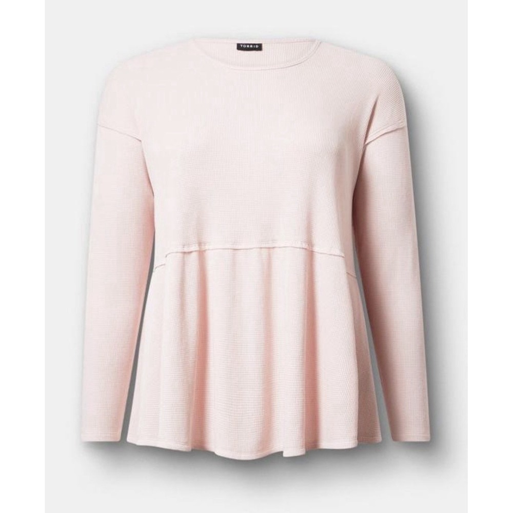 NWT Torrid Pale Pink Thermal Long Sleeve Babydoll Top Lightweight Size 1 (14-16)